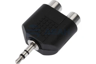 Переходник 3,5мм стерео штекер - 2 гнезда RCA, пластик (14-0431)  (REXANT)